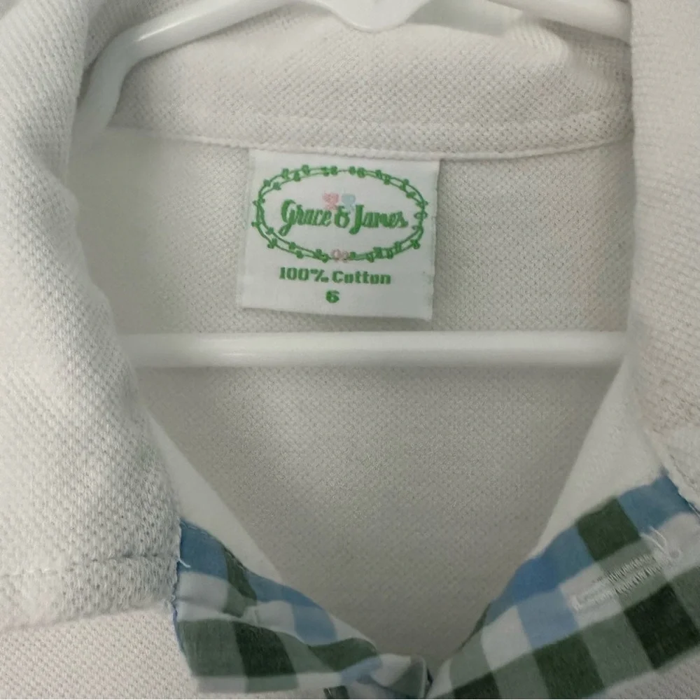 Grace & James Hudson Pant Long Sleeve Polo Shirt Set Blue Green Plaid Boys Sz 6